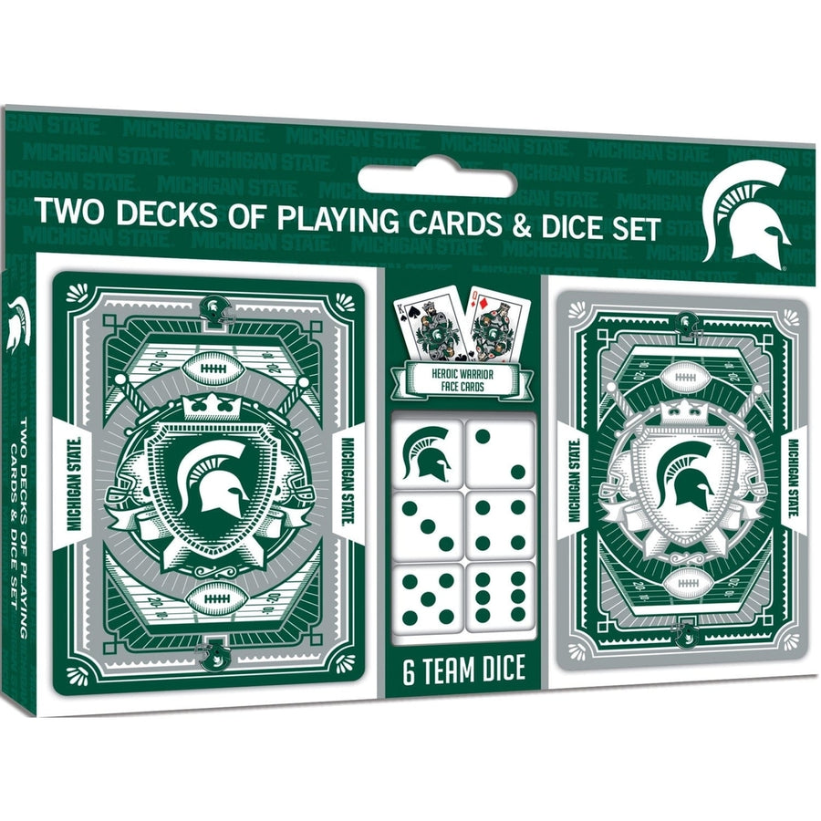 Michigan State Spartans 2-Pack Playing Cards and Dice Set Casino Style Design Image 1