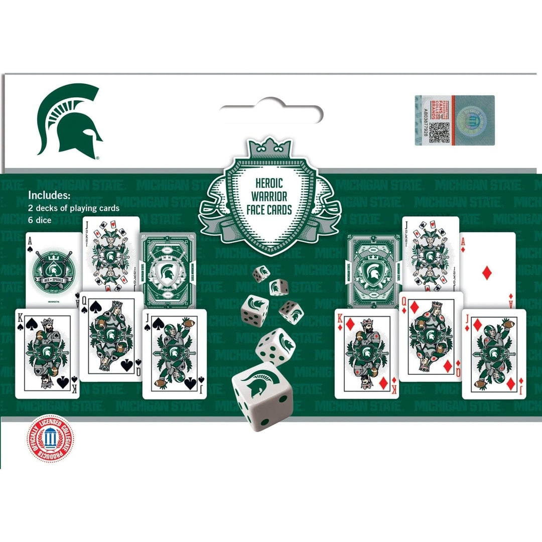 Michigan State Spartans 2-Pack Playing Cards and Dice Set Casino Style Design Image 3