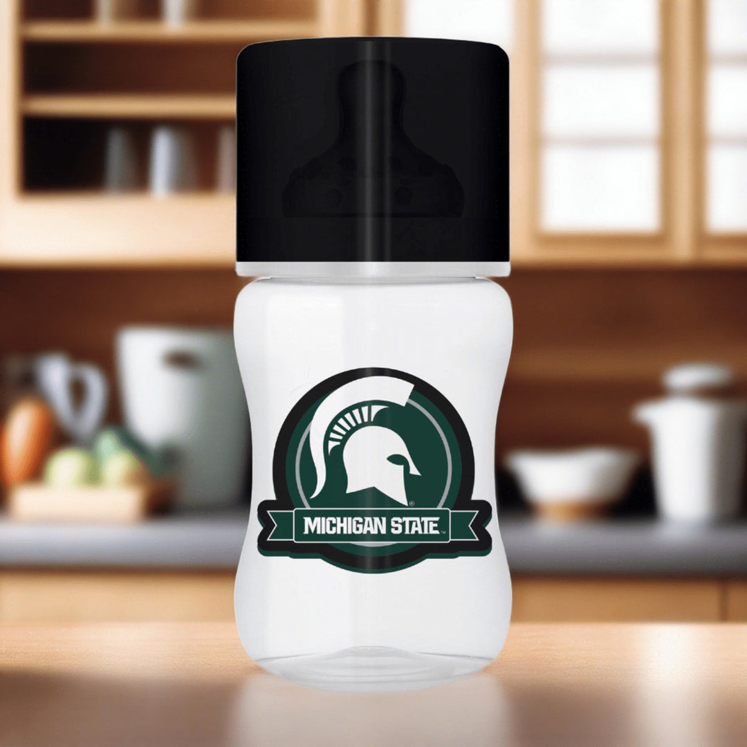 Michigan State Spartans Baby Bottle 9oz BPA-free Silicone Ergonomic Design Image 3