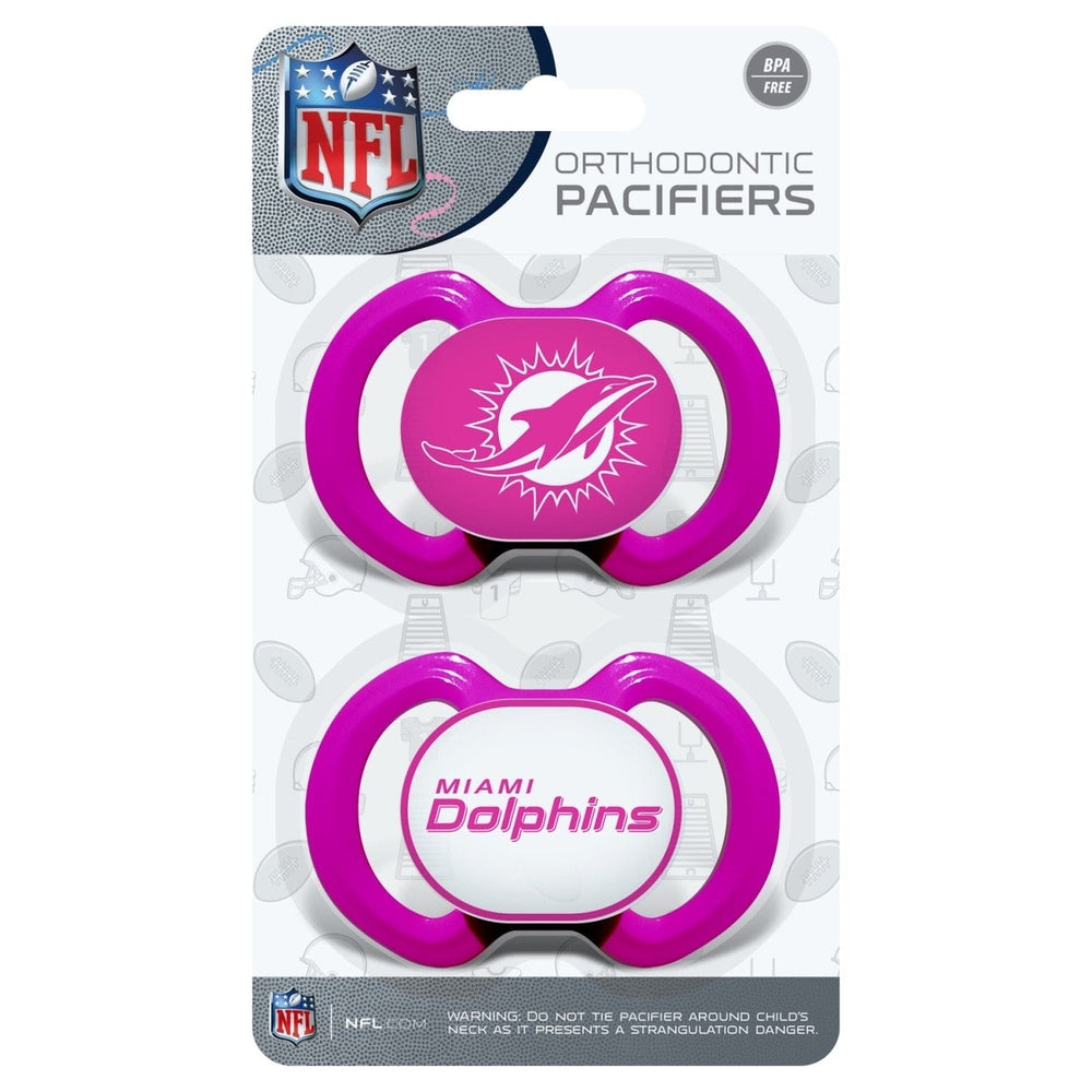 Miami Dolphins Pink Pacifier 2-Pack Orthodontic Silicone BPA-Free Infant 3+ Months Image 2