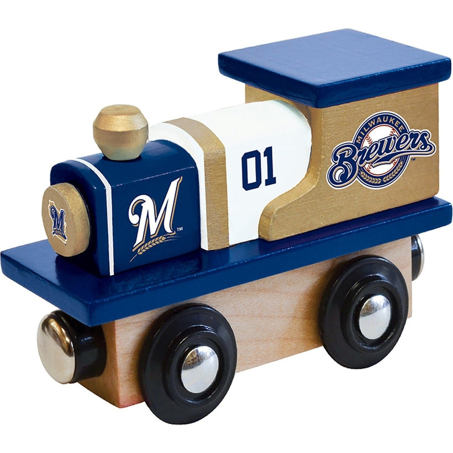 Milwaukee Brewers Wooden Toy Train Engine Compatible with 1 Inch Tracks Image 1