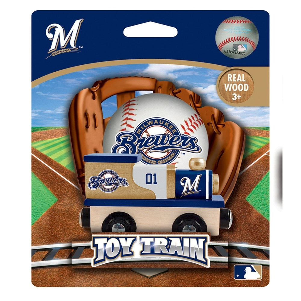 Milwaukee Brewers Wooden Toy Train Engine Compatible with 1 Inch Tracks Image 2