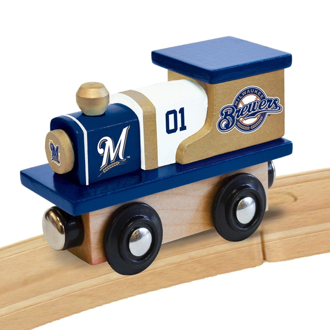 Milwaukee Brewers Wooden Toy Train Engine Compatible with 1 Inch Tracks Image 3