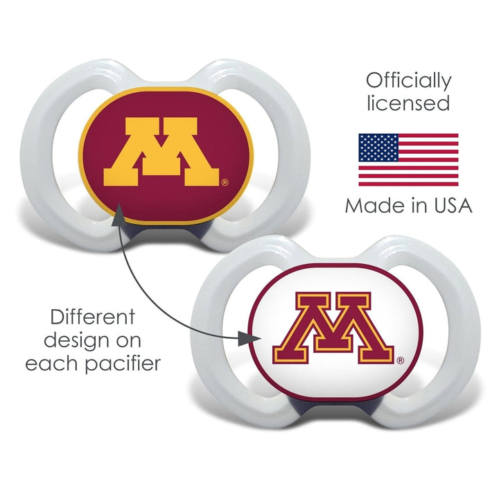 Minnesota Golden Gophers Pacifier 2-Pack NCAA Baby Soothing Silicone BPA-Free Image 3