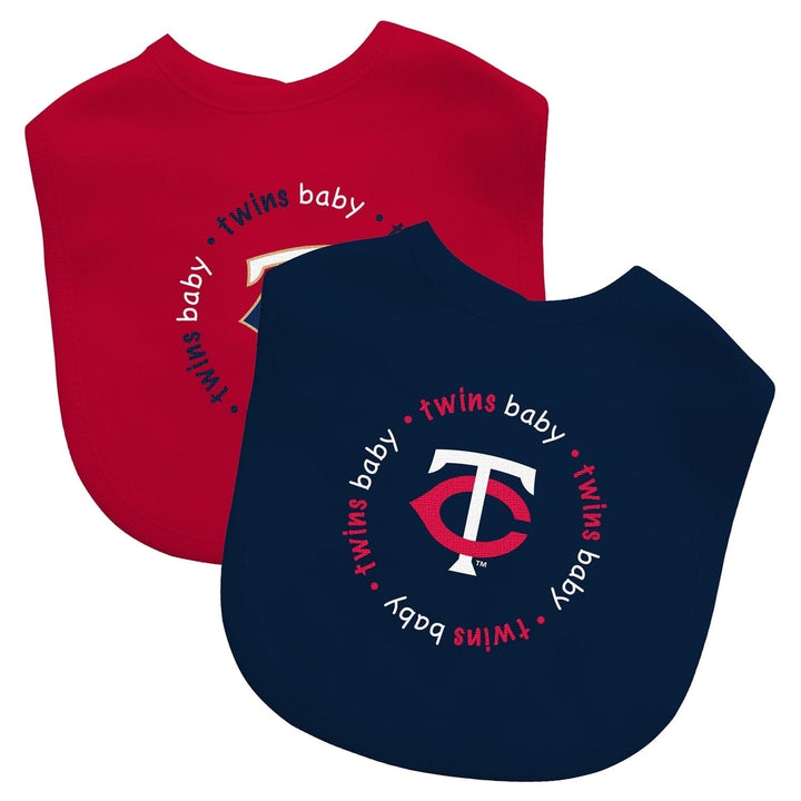 Minnesota Twins Baby Bibs 2-Pack Navy Red Cotton Polyester Team Spirit Image 1