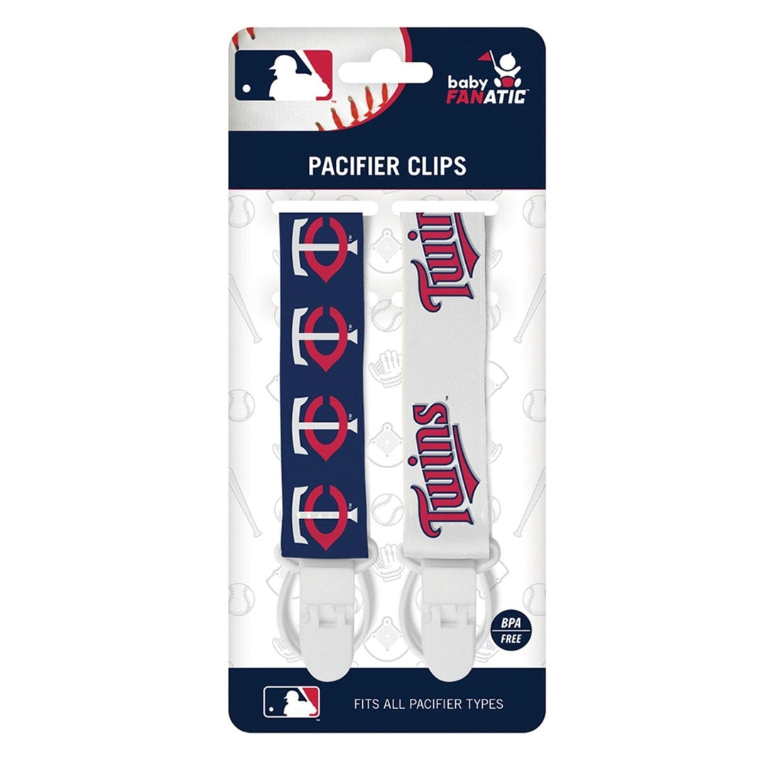 Minnesota Twins Pacifier Clip 2-Pack MLB Logo BabyFanatic High-Grip Clips Image 2