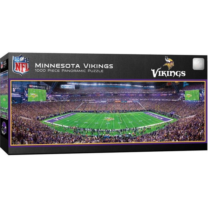 Minnesota Vikings 1000 Piece Panoramic Jigsaw Puzzle U.S. Bank Stadium Recycled Chipboard Image 1