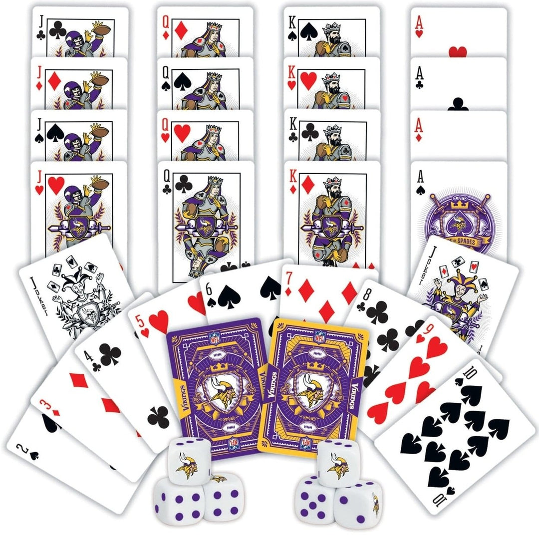 Minnesota Vikings Playing Cards and Dice Set Official NFL 2-Pack Casino Style Image 2