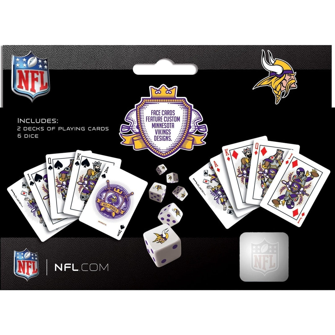 Minnesota Vikings Playing Cards and Dice Set Official NFL 2-Pack Casino Style Image 3