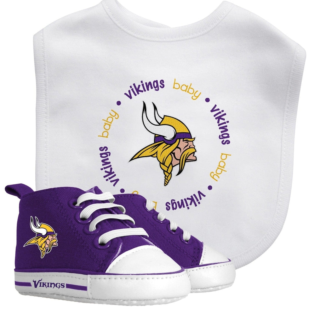 Minnesota Vikings Baby Gift Set Bib and Pre-Walkers Team Logo 2 Piece Unisex Image 1