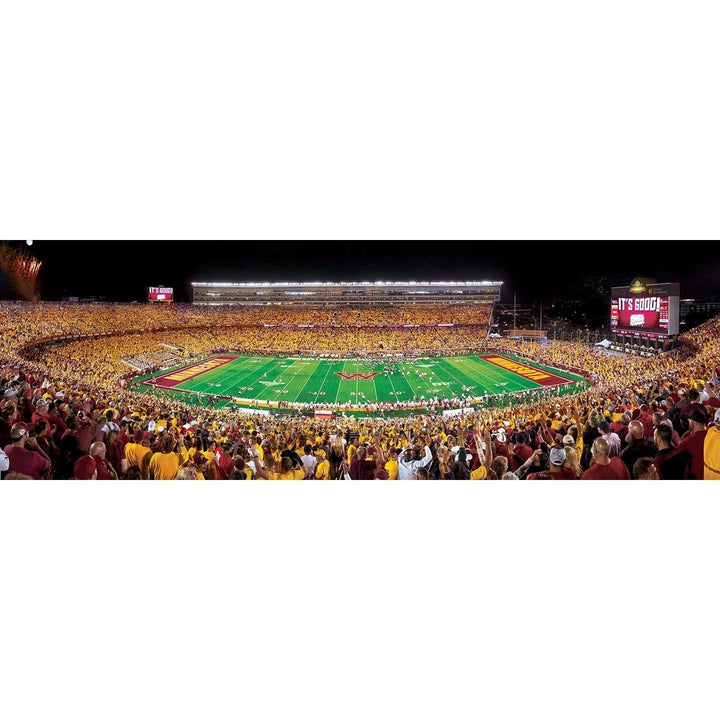 Minnesota Golden Gophers 1000 Piece Panoramic Jigsaw Puzzle Nighttime TCF Bank Image 2