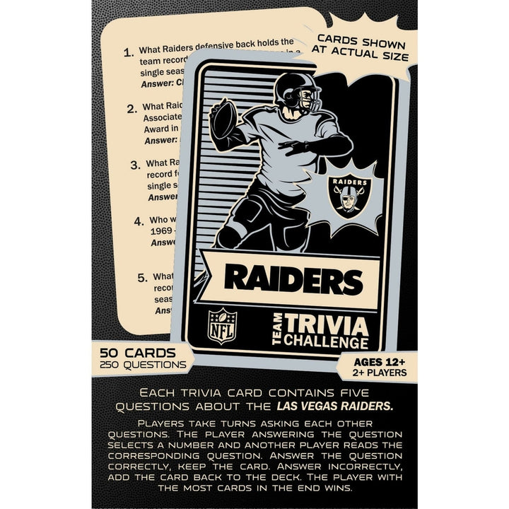 Las Vegas Raiders Trivia Challenge Game 50 Cards 250 Questions Ages 12 and Up Image 3