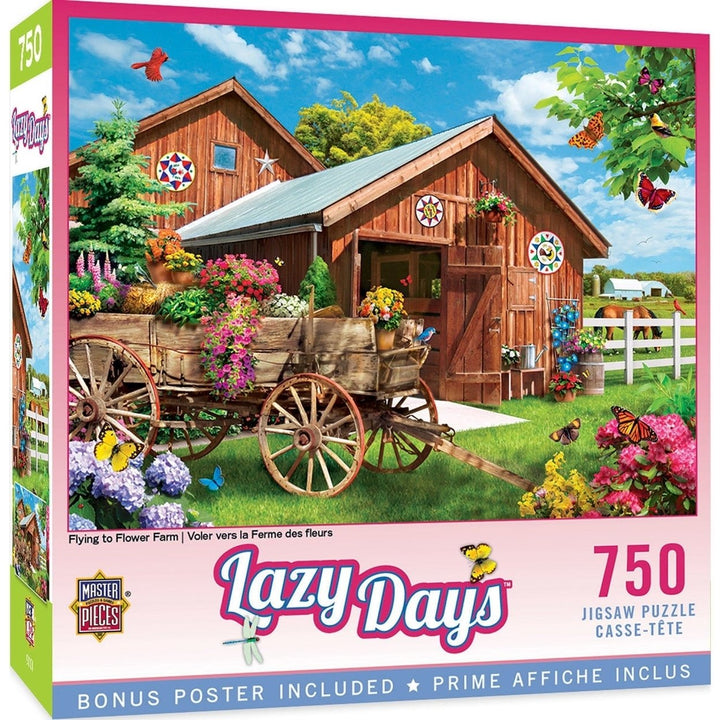 MasterPieces Lazy Days 750 Piece Jigsaw Puzzle Flower Farm Scenic 18x24 inches Image 1