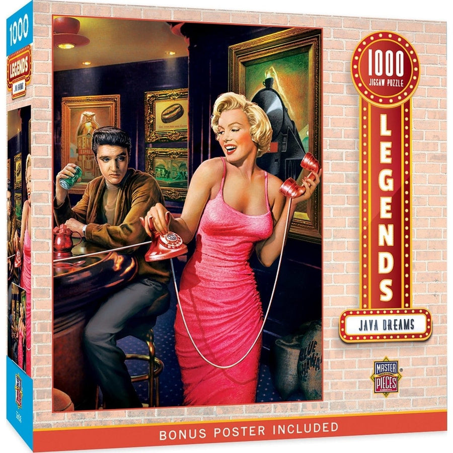 Legends Java Dreams 1000 Piece Jigsaw Puzzle Elvis Marilyn Retro Diner Scene Image 1