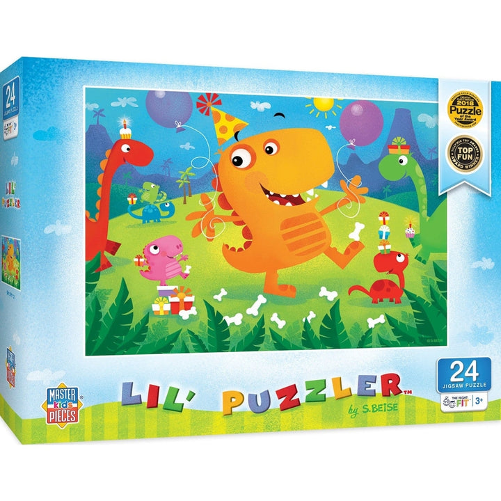 Lil Puzzler Dino Party 24 Piece Jigsaw Puzzle for Kids Age 3 and Up 19x14 Inches Image 1