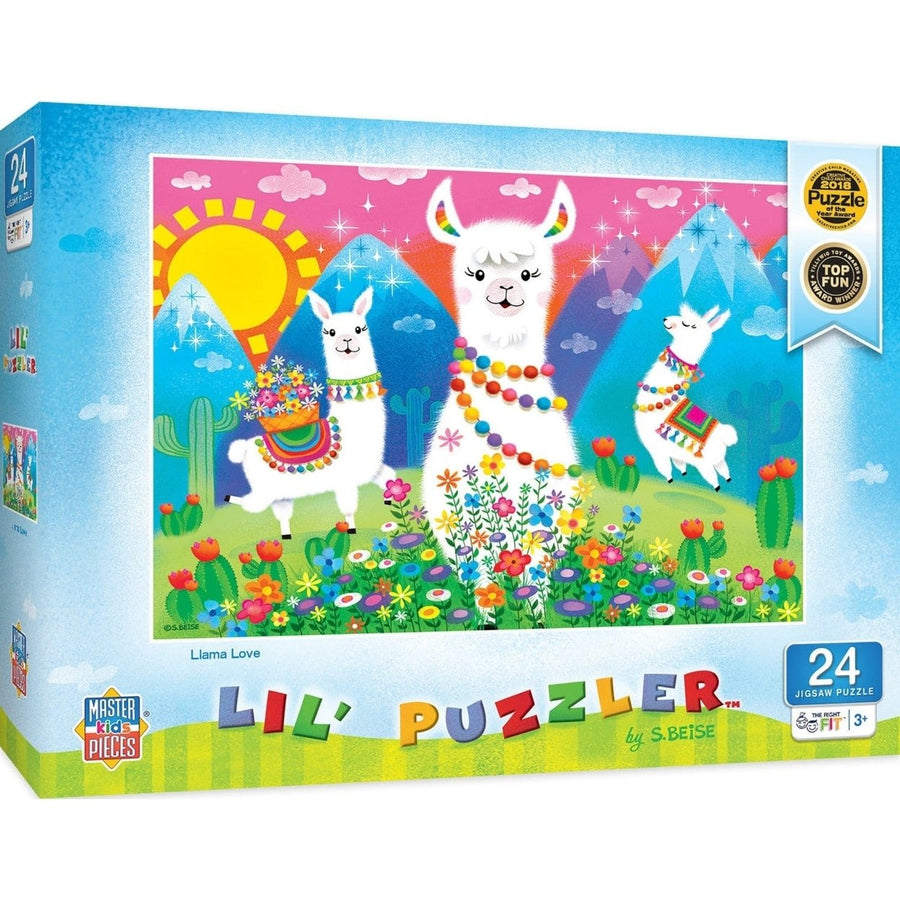 Lil Puzzler Llama Love 24 Piece Jigsaw Puzzle for Kids Ages 3 Colorful Design Image 1