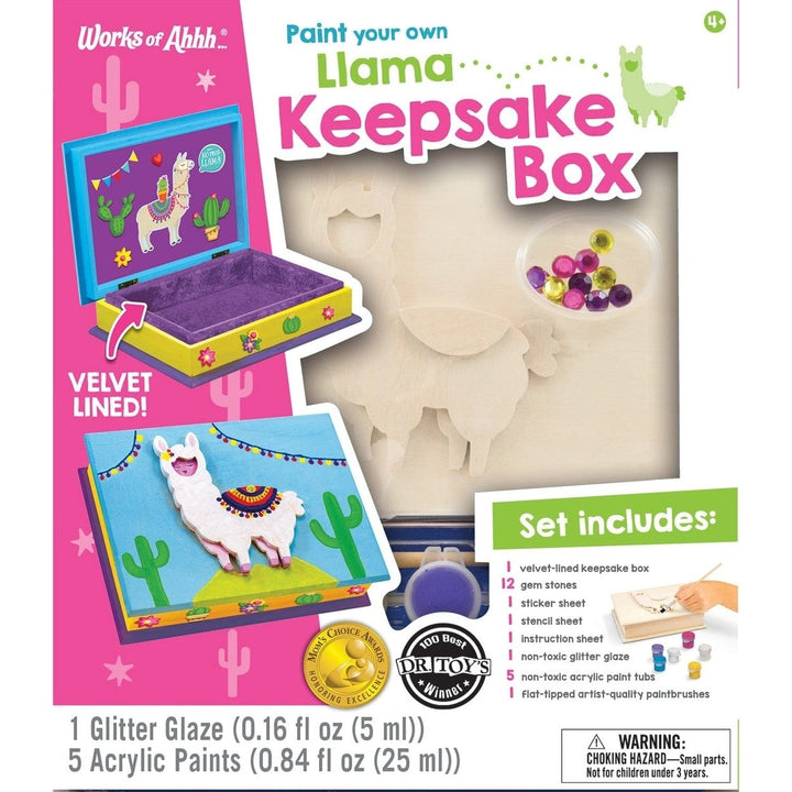 Llama Keepsake Box Craft and Paint Kit Wooden Art Set for Kids DIY Creative Image 1