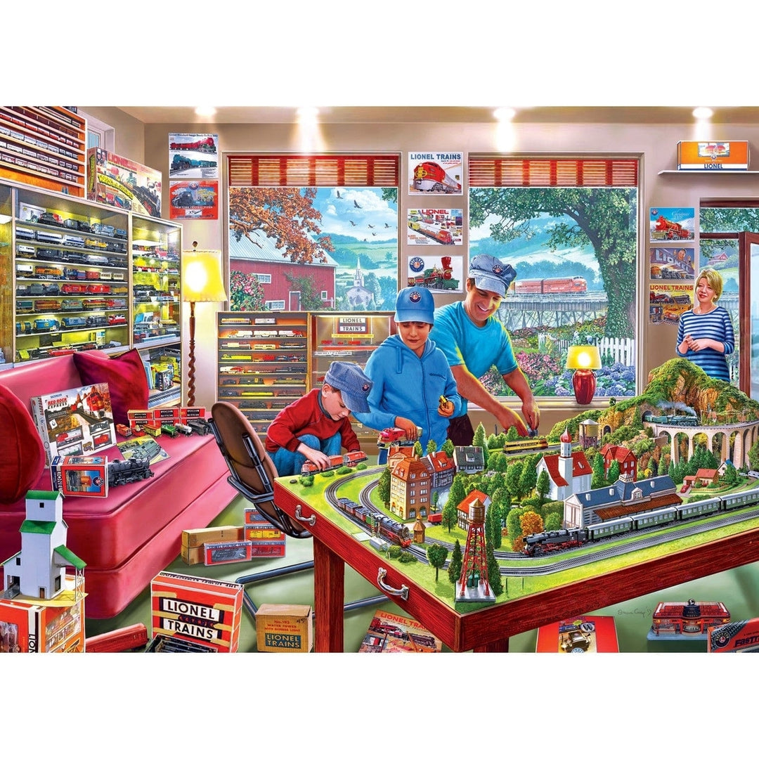 Lionel Trains 1000 Piece Jigsaw Puzzle The Boys Playroom Eco-Friendly Chipboard Image 2