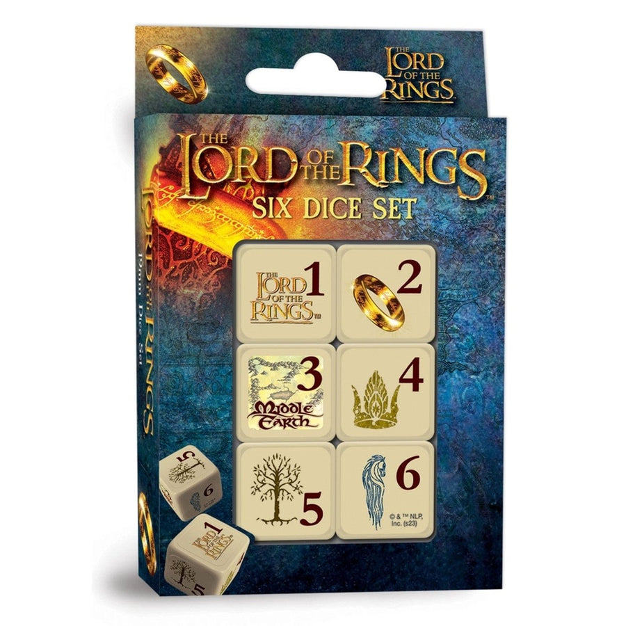 Lord of the Rings 6 Piece D6 Gaming Dice Set Officially Licensed 16mm Multicolor Image 1