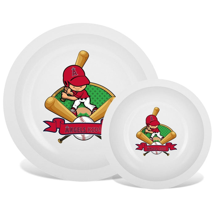 Los Angeles Angels Baby Plate and Bowl Set Colorful Team Graphics BPA Free Image 1