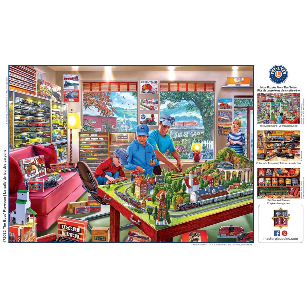 Lionel Trains 1000 Piece Jigsaw Puzzle The Boys Playroom Eco-Friendly Chipboard Image 4