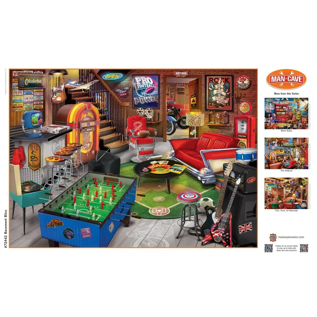 Man Cave Basement Bliss 1000 Piece Jigsaw Puzzle Detailed Recreational Art Image 4