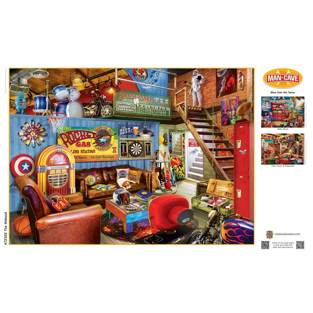 Man Cave Hideout 1000 Piece Jigsaw Puzzle Vintage Jukebox Games Collectors Item Image 4