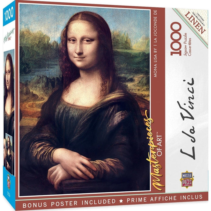 MasterPieces Mona Lisa 1000 Piece Jigsaw Puzzle 19.25x26.75 Linen Recycled Material Image 1