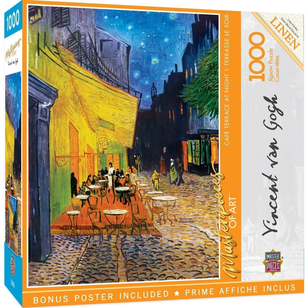 MasterPieces 1000 Piece Jigsaw Puzzle Van Gogh Cafe Terrace at Night Linen Image 1