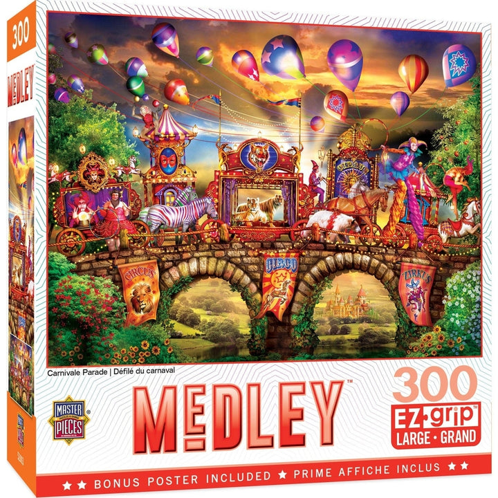 MasterPieces Medley 300PC EZ Grip Jigsaw Puzzle 18x24 Carnival Parade Theme Image 1