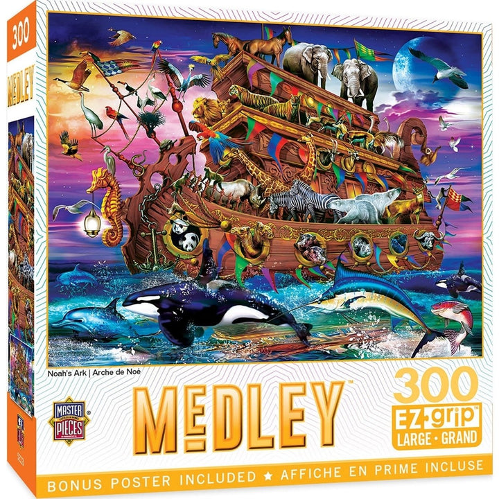 MasterPieces Medley Noahs Ark 300 Piece EZ Grip Jigsaw Puzzle 18x24 Recycled Image 1