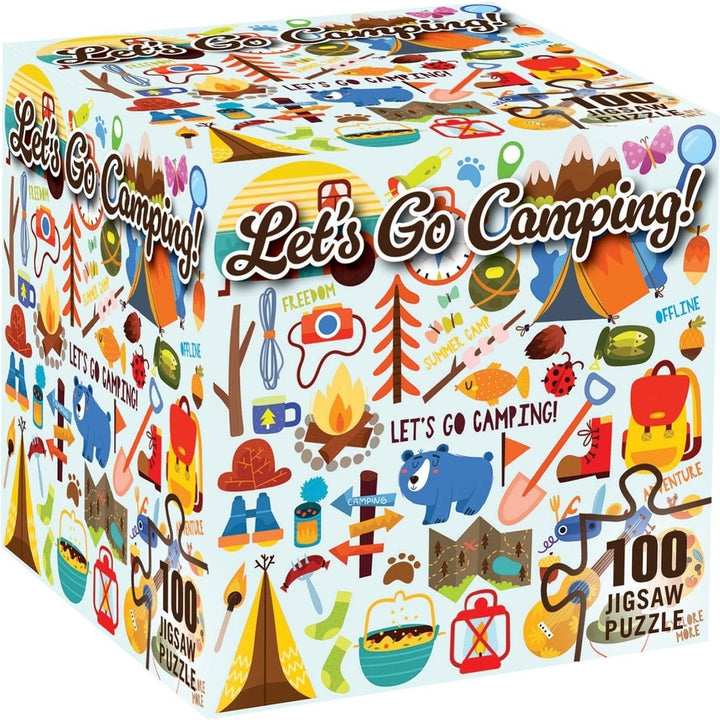 Lets Go Camping 100 Piece Jigsaw Puzzle Eco-Friendly Colorful Outdoor Fun Image 1