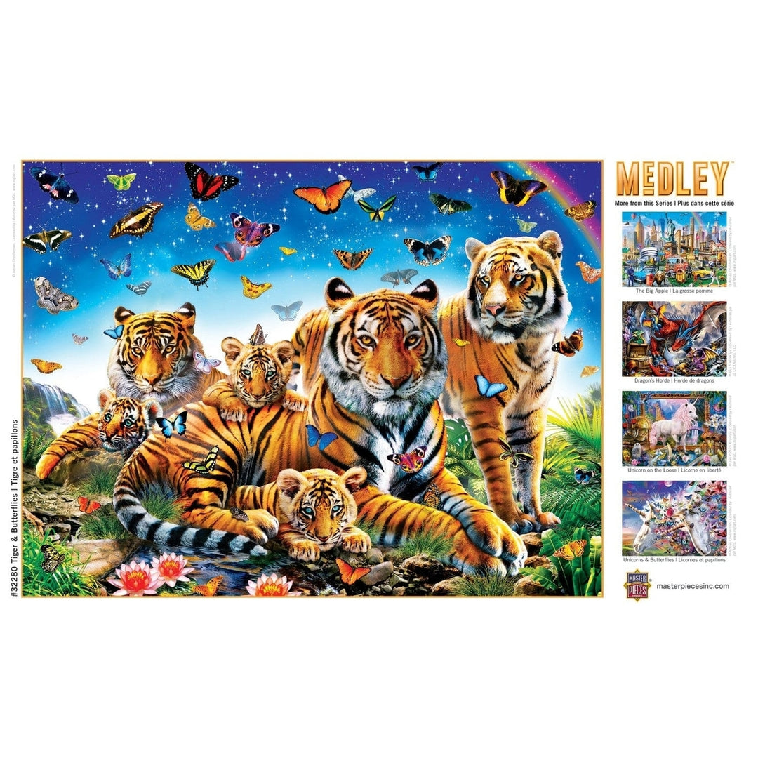 Medley Tiger Butterflies 300 Piece EZ Grip Jigsaw Puzzle 18x24 Recycled Material Image 4