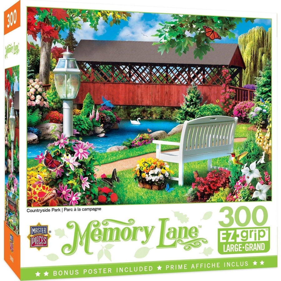 MasterPieces Memory Lane 300 Piece EZ Grip Jigsaw Puzzle Covered Bridge 18x24 Image 1