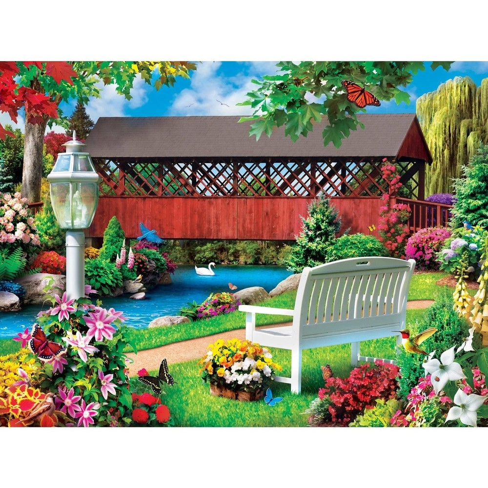 MasterPieces Memory Lane 300 Piece EZ Grip Jigsaw Puzzle Covered Bridge 18x24 Image 2