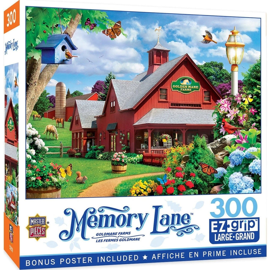 Memory Lane Goldmane Farms 300 Piece EZ Grip Jigsaw Puzzle Countryside Scene Image 1