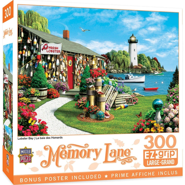 Memory Lane Lobster Bay 300PC EZ Grip Jigsaw Puzzle 18x24 Recycled Material Image 1