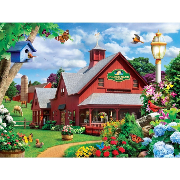 Memory Lane Goldmane Farms 300 Piece EZ Grip Jigsaw Puzzle Countryside Scene Image 2