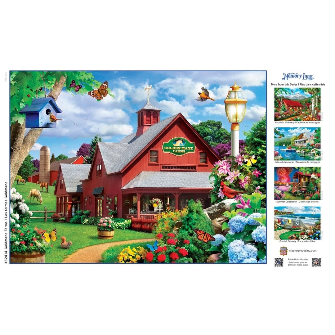 Memory Lane Goldmane Farms 300 Piece EZ Grip Jigsaw Puzzle Countryside Scene Image 4