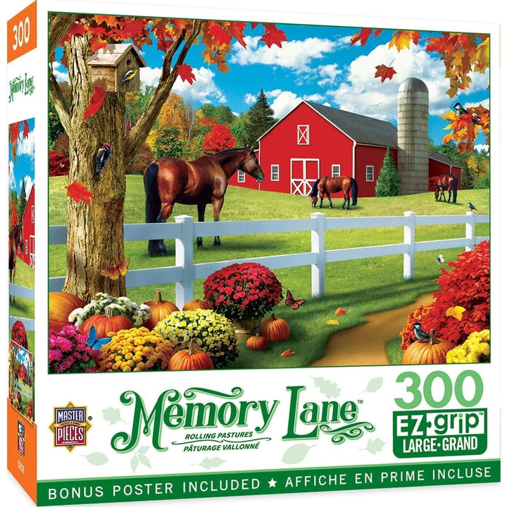 Memory Lane 300 Piece EZ Grip Jigsaw Puzzle Fall Scene Large Puzzle by MasterPieces Image 1