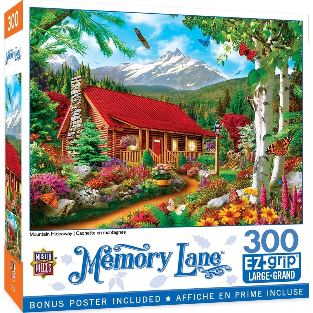 MasterPieces Memory Lane 300 Piece EZ Grip Jigsaw Puzzle Mountain Cabin Garden Image 1