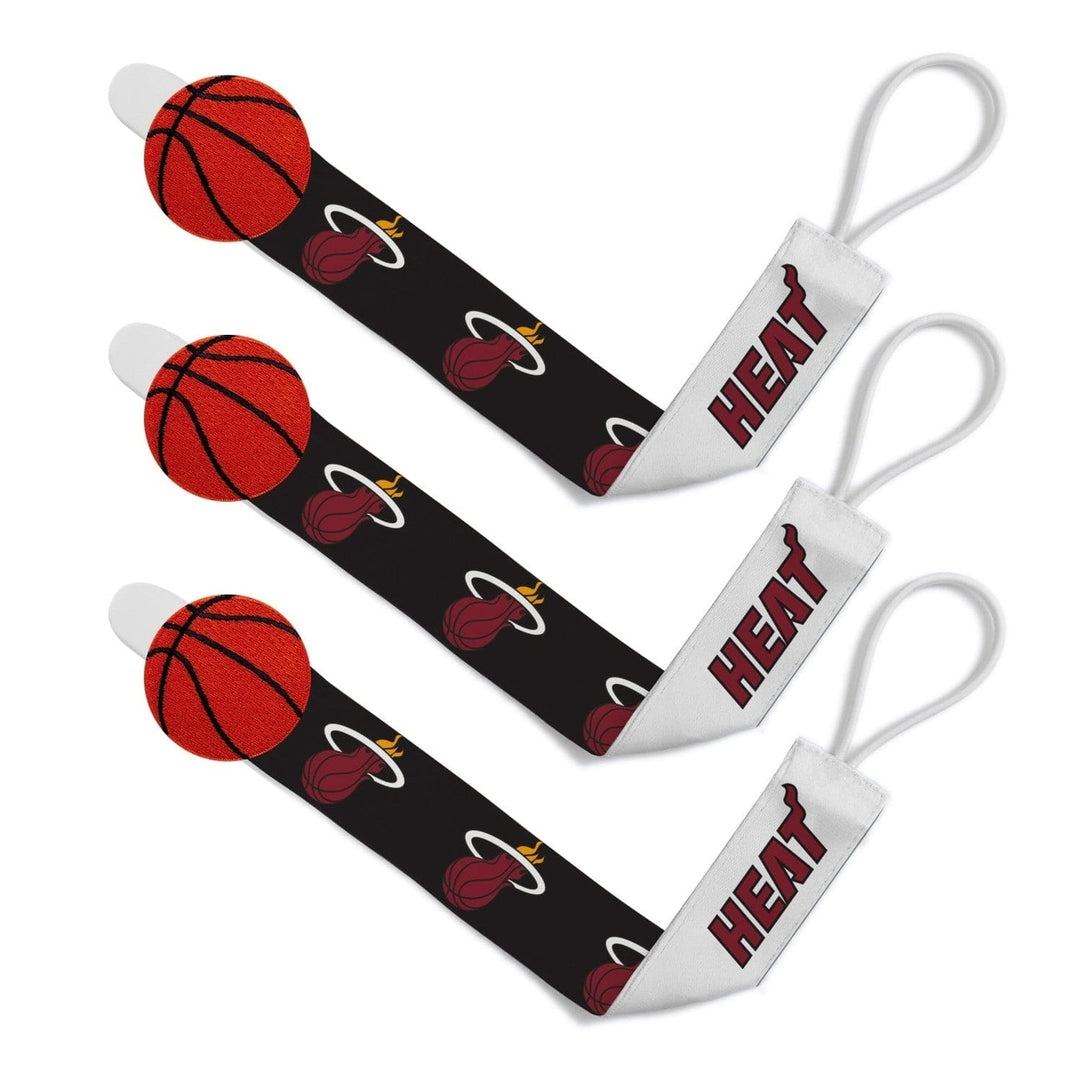 Miami Heat Pacifier Clip 3 Pack NBA Baby Fanatic Team Logo Colors Image 1