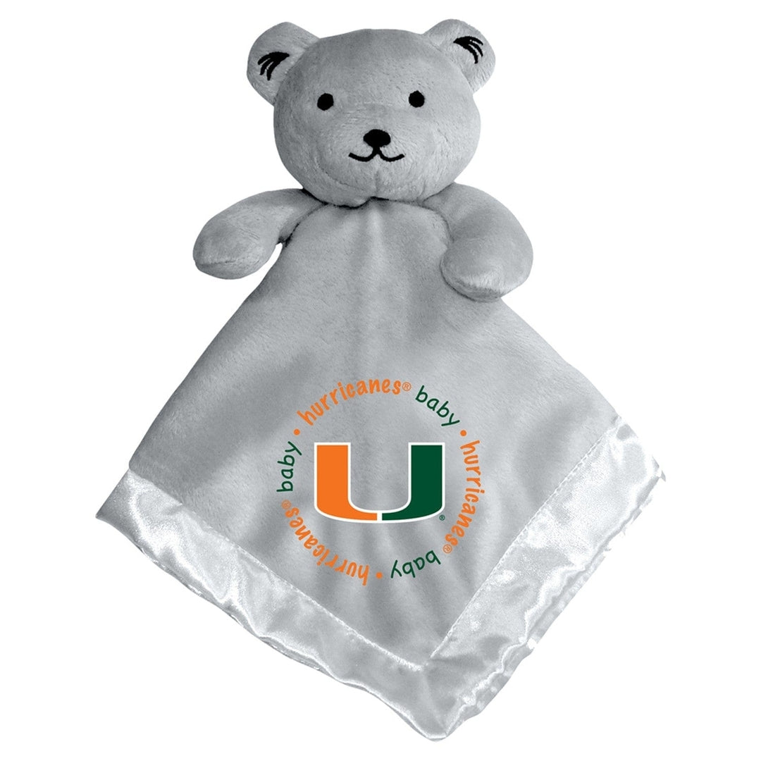 Miami Hurricanes Security Bear Gray Soft Plush Embroidered 14x14 Baby Fanatics Image 1