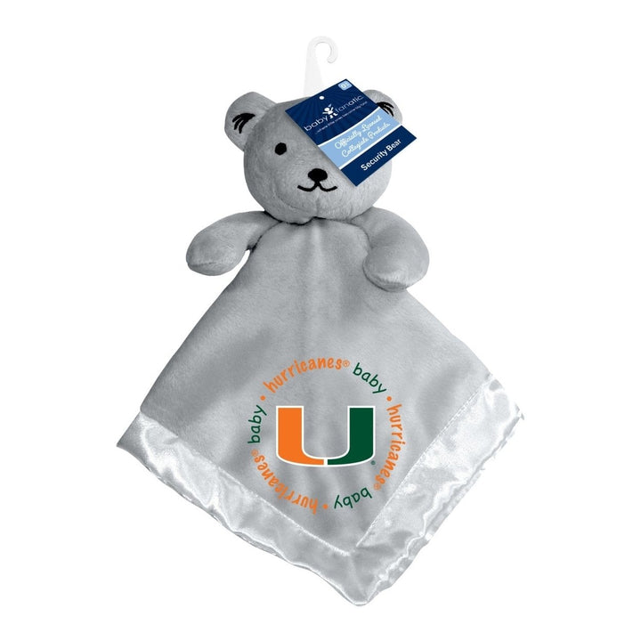 Miami Hurricanes Security Bear Gray Soft Plush Embroidered 14x14 Baby Fanatics Image 2