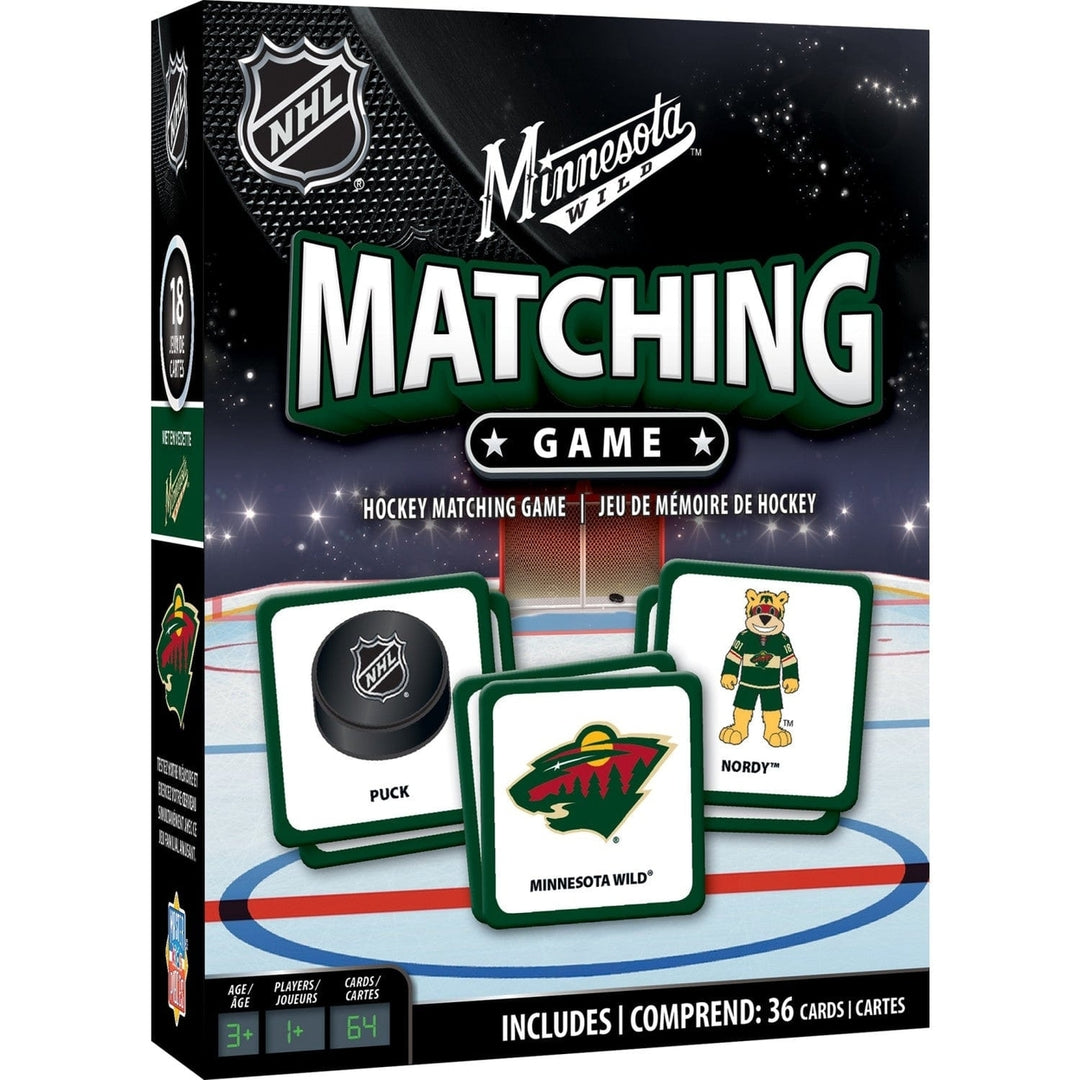 MasterPieces Minnesota Wild NHL Matching Game Family Fun Game 18 Pair Cards Image 1