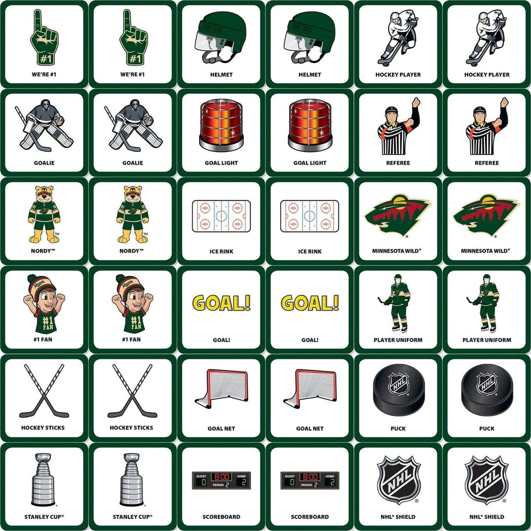 MasterPieces Minnesota Wild NHL Matching Game Family Fun Game 18 Pair Cards Image 2