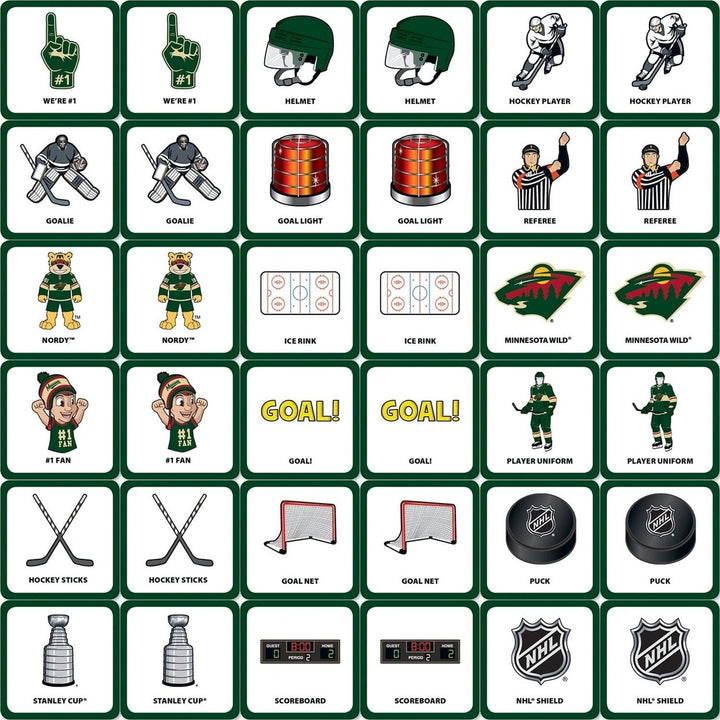 MasterPieces Minnesota Wild NHL Matching Game Family Fun Game 18 Pair Cards Image 2