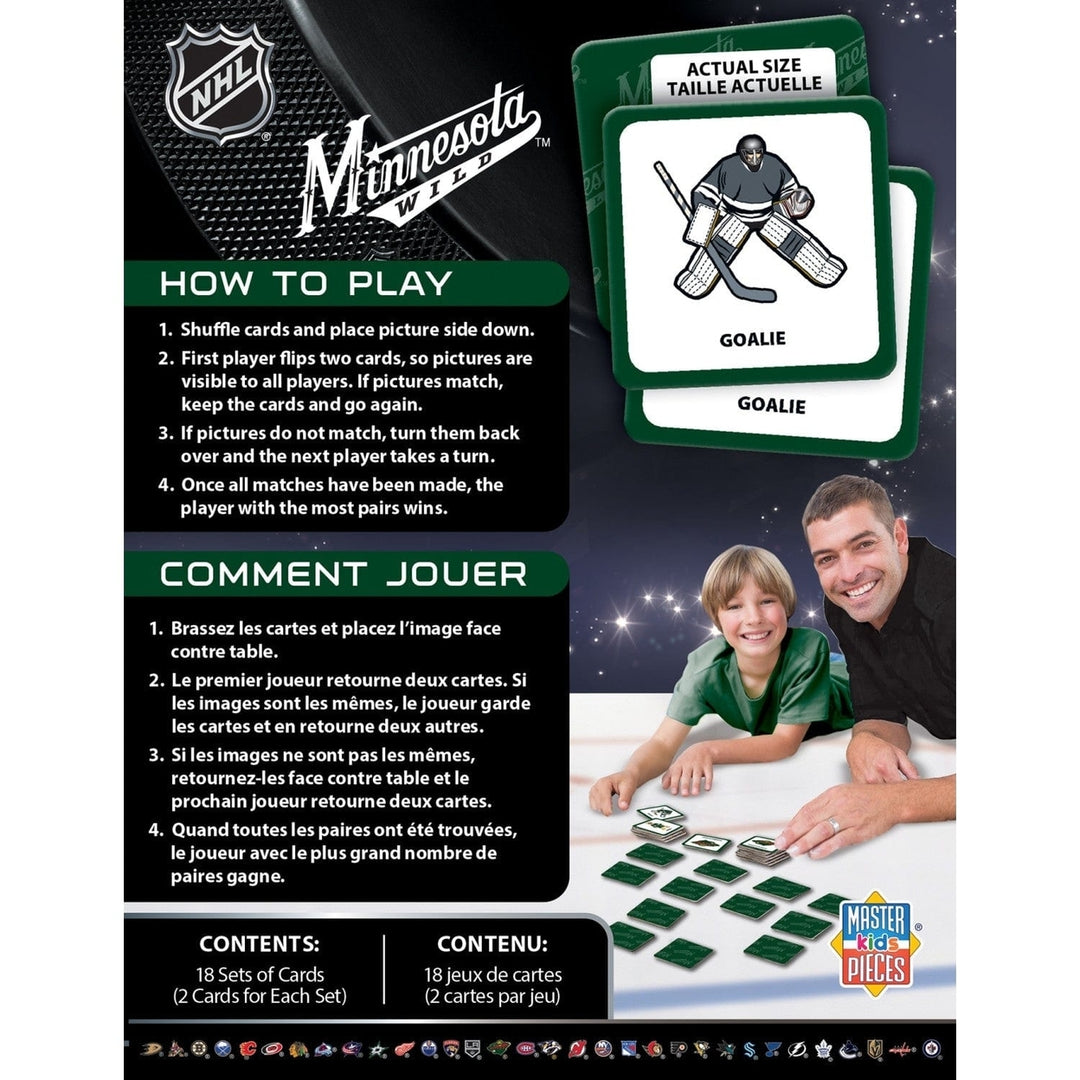 MasterPieces Minnesota Wild NHL Matching Game Family Fun Game 18 Pair Cards Image 3