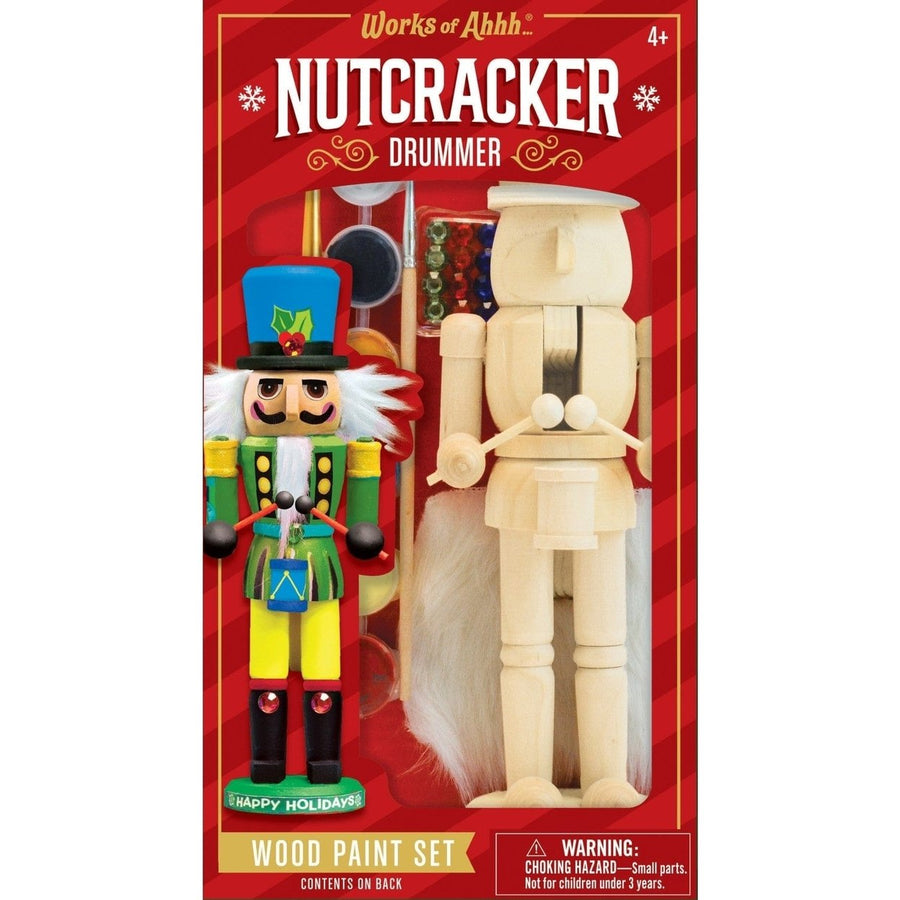 Nutcracker Drummer Wood Craft Paint Set Non-Toxic Art Kit for Kids 9 Inch Tall Image 1