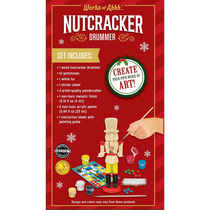 Nutcracker Drummer Wood Craft Paint Set Non-Toxic Art Kit for Kids 9 Inch Tall Image 3